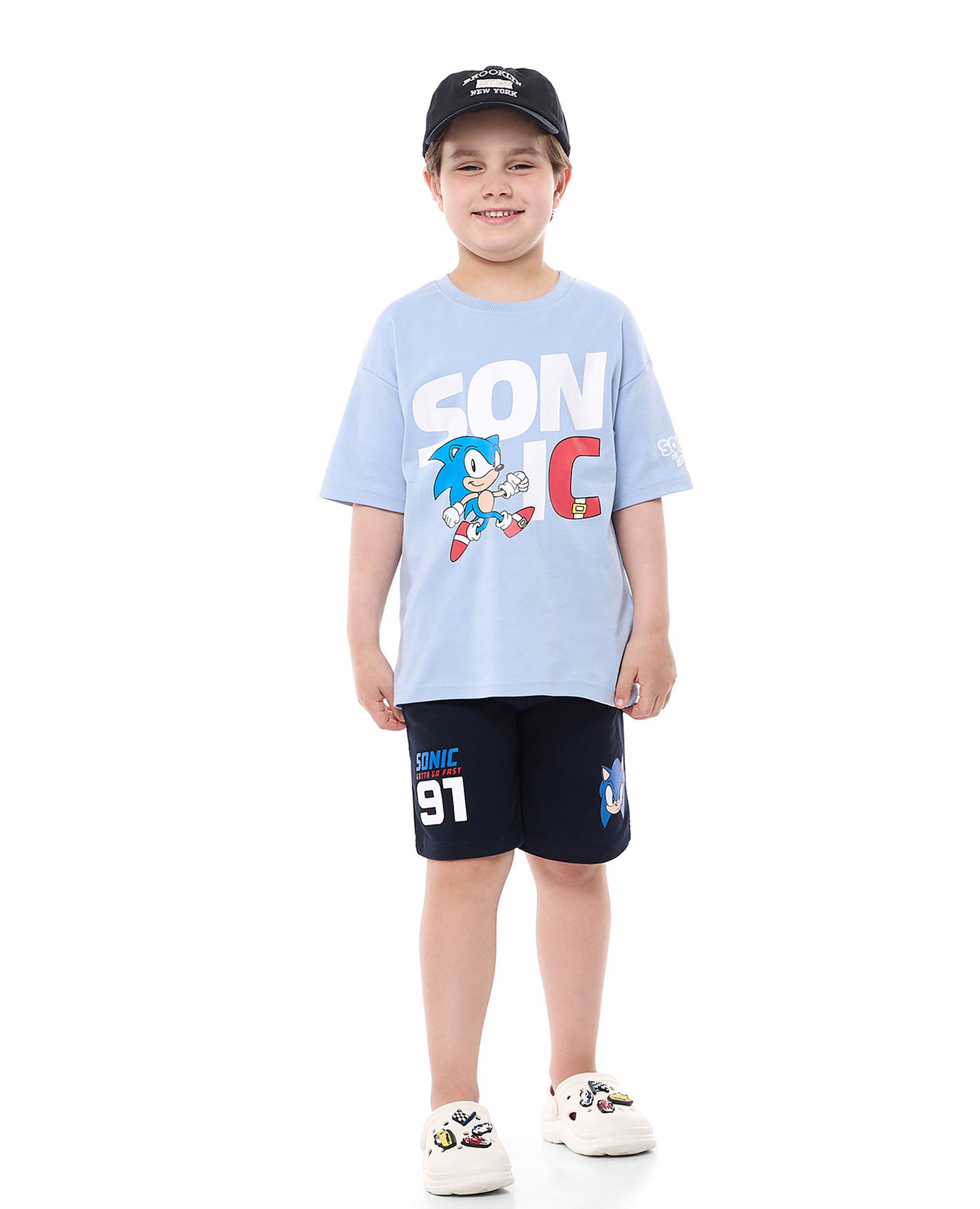 Sonic Printed Shorts with Drawstring Waist