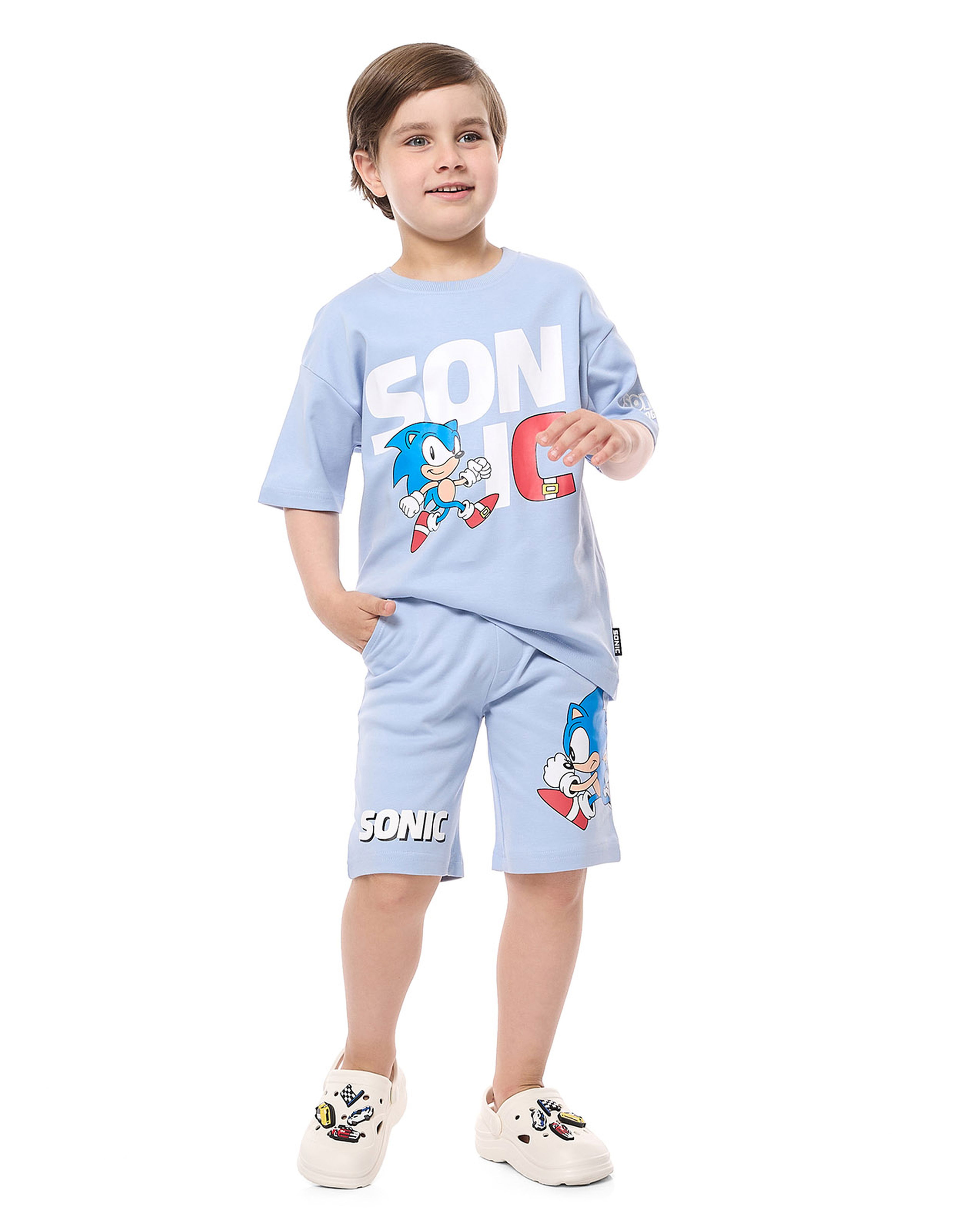 Sonic Printed T-Shirt with Crew Neck and Short Sleeves