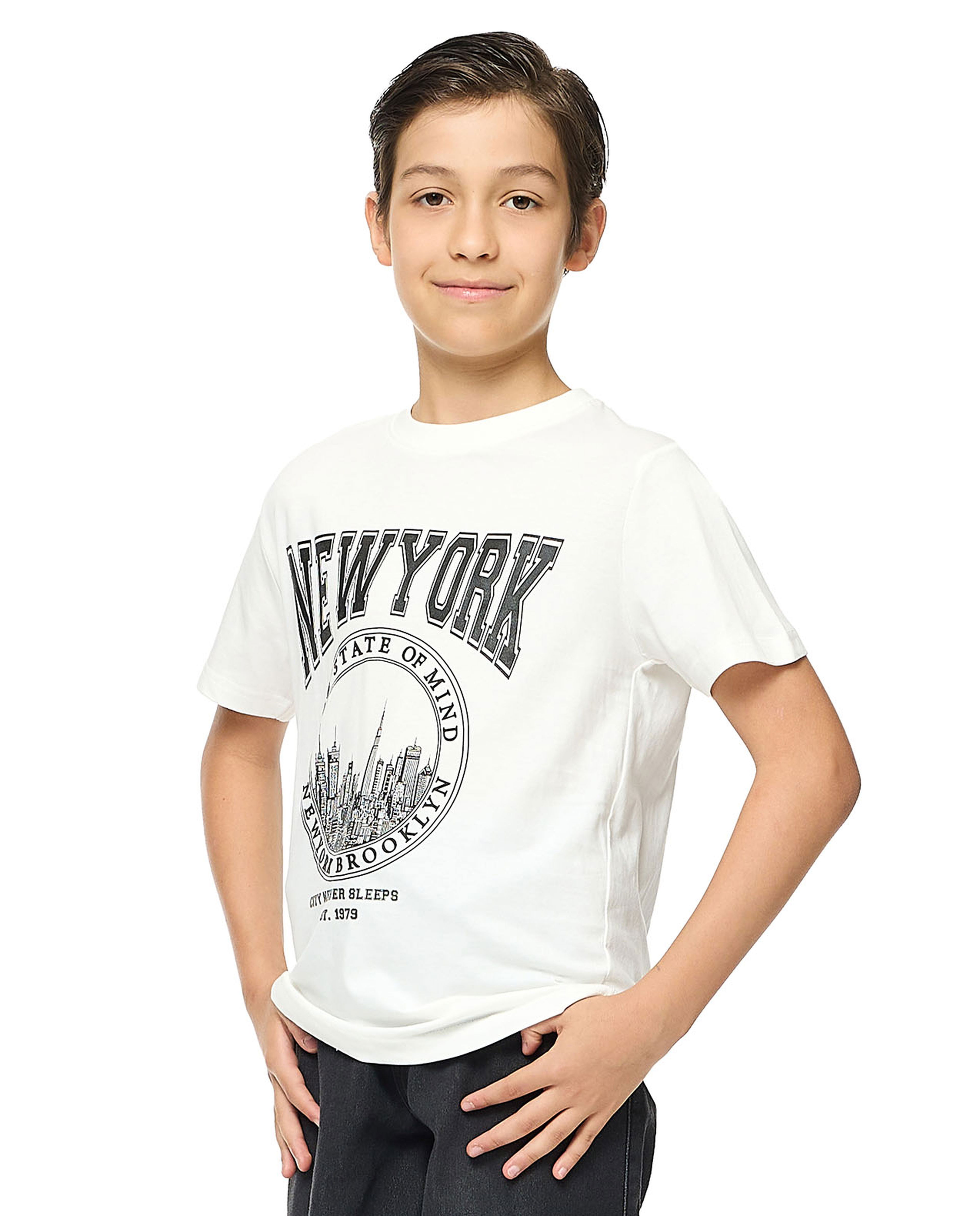 Printed T-Shirt with Crew Neck and Short Sleeves
