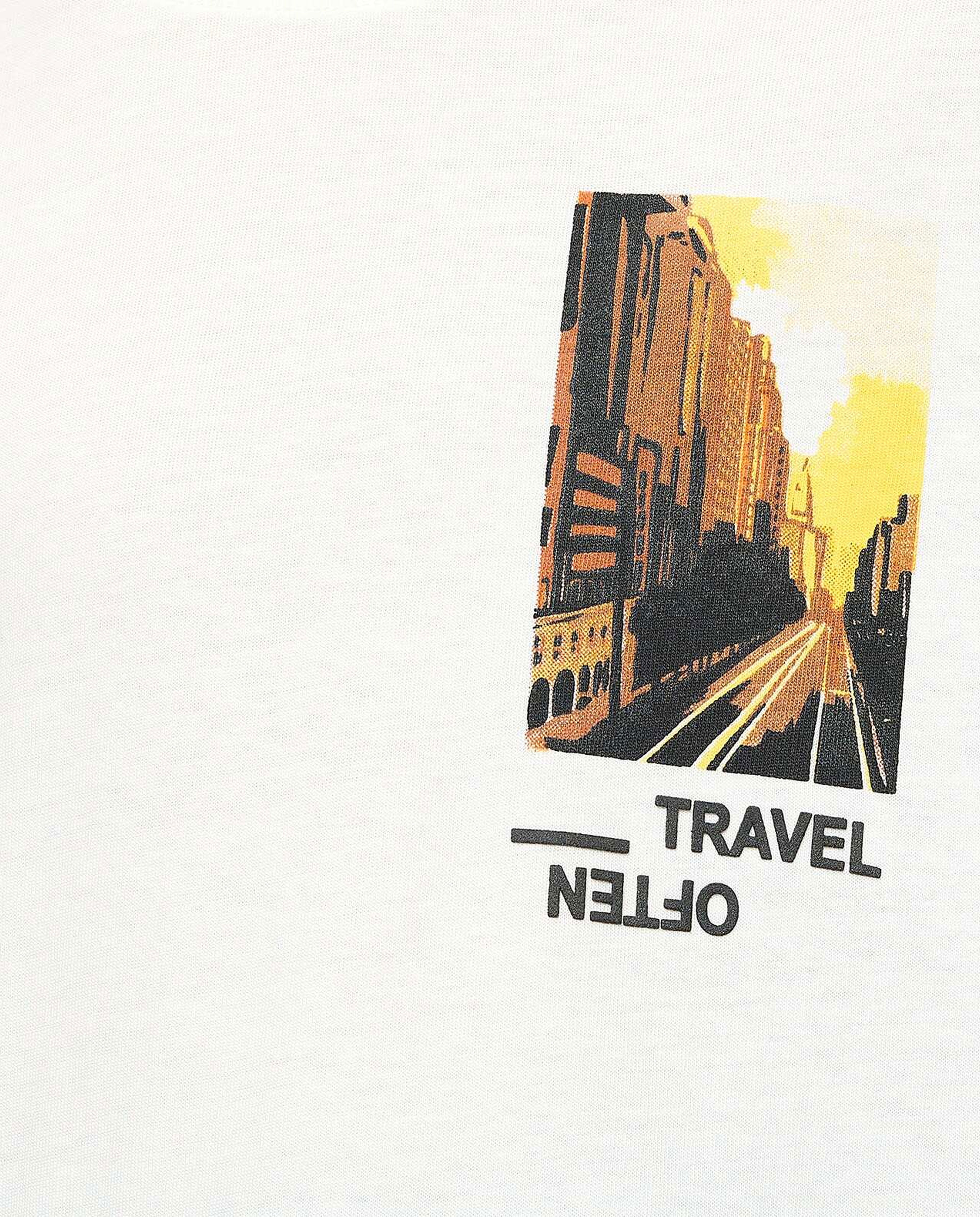Back Printed T-Shirt with Crew Neck and Short Sleeves