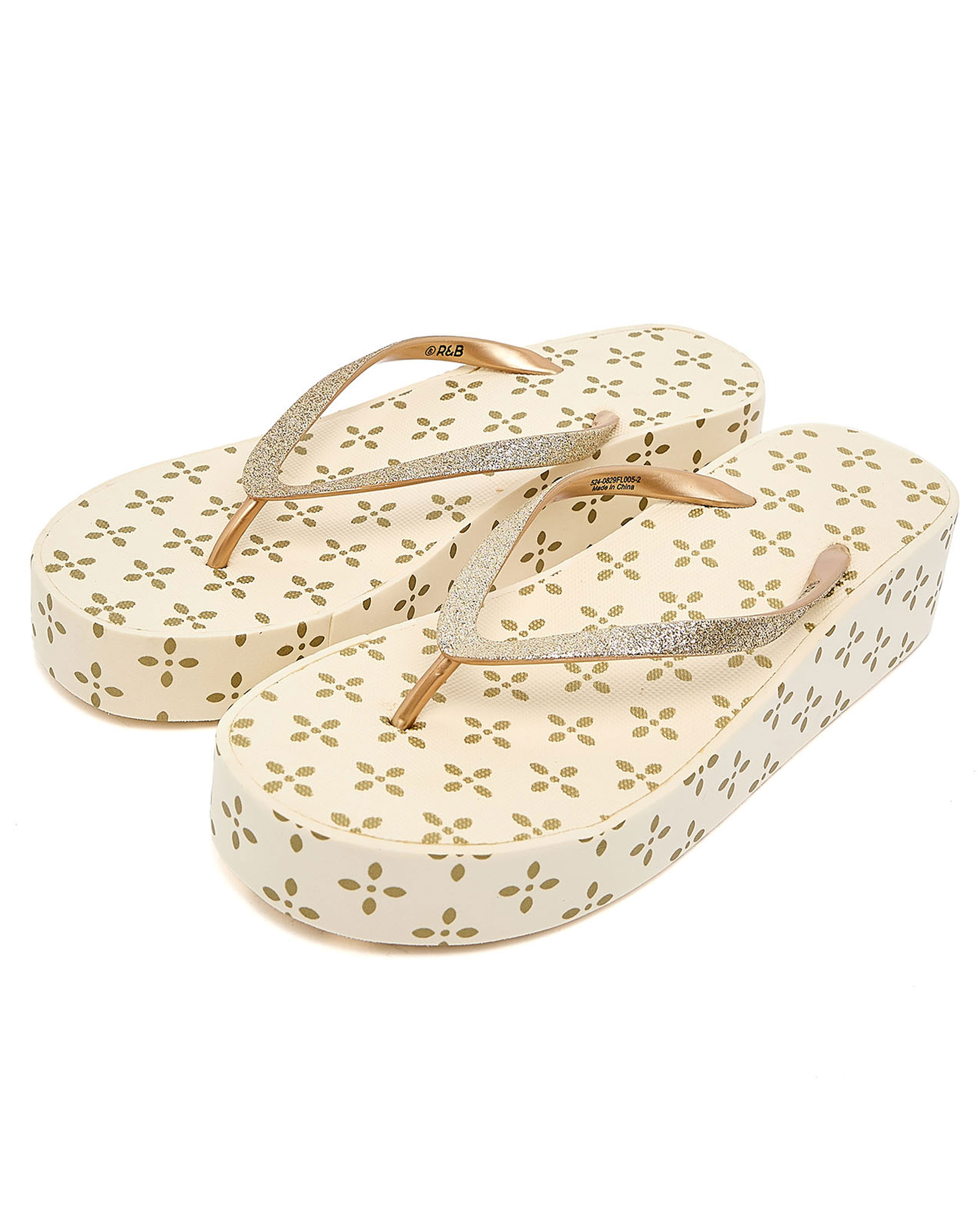 Printed Flatform Thong Flip-Flops