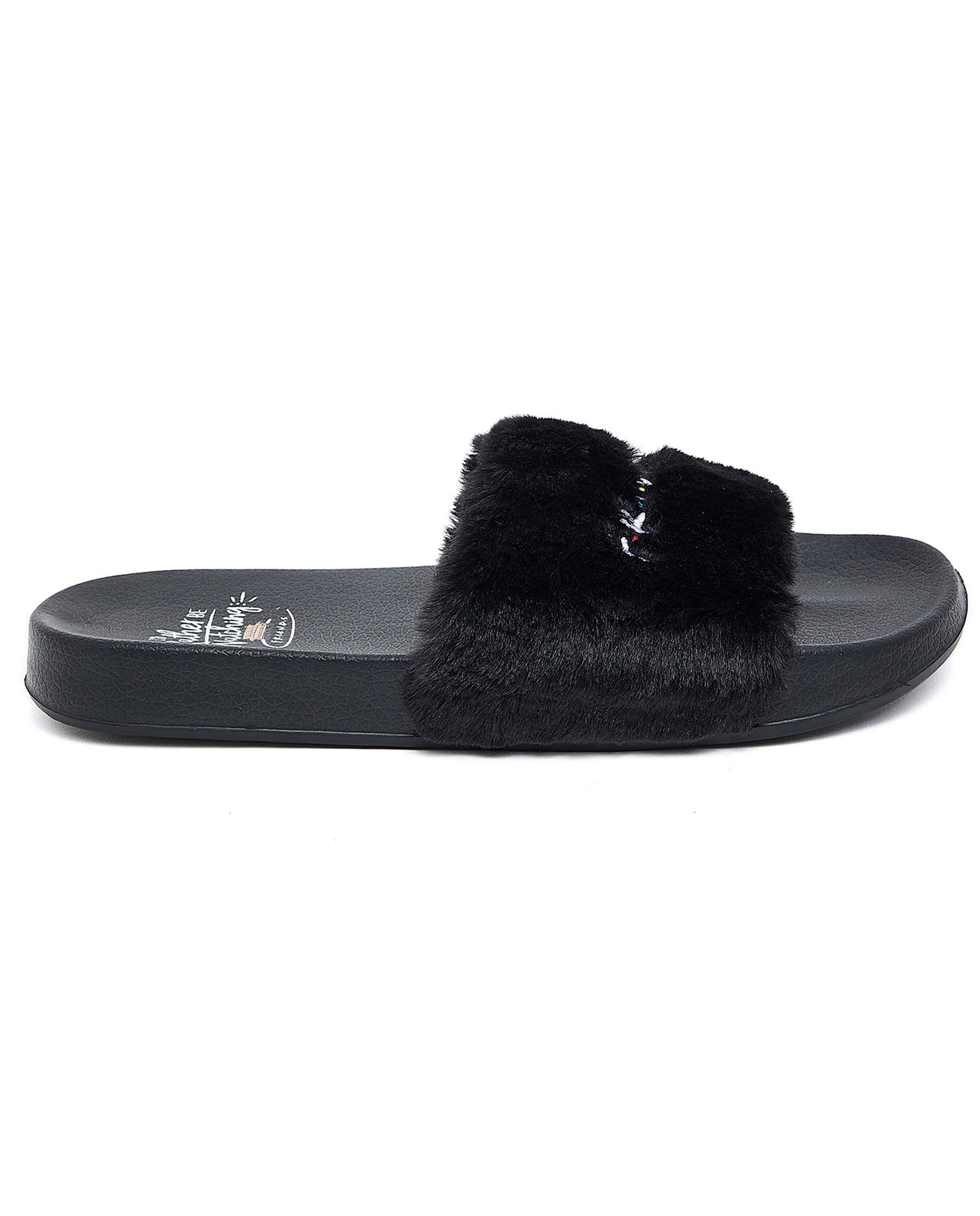Faux Fur Textured Slides