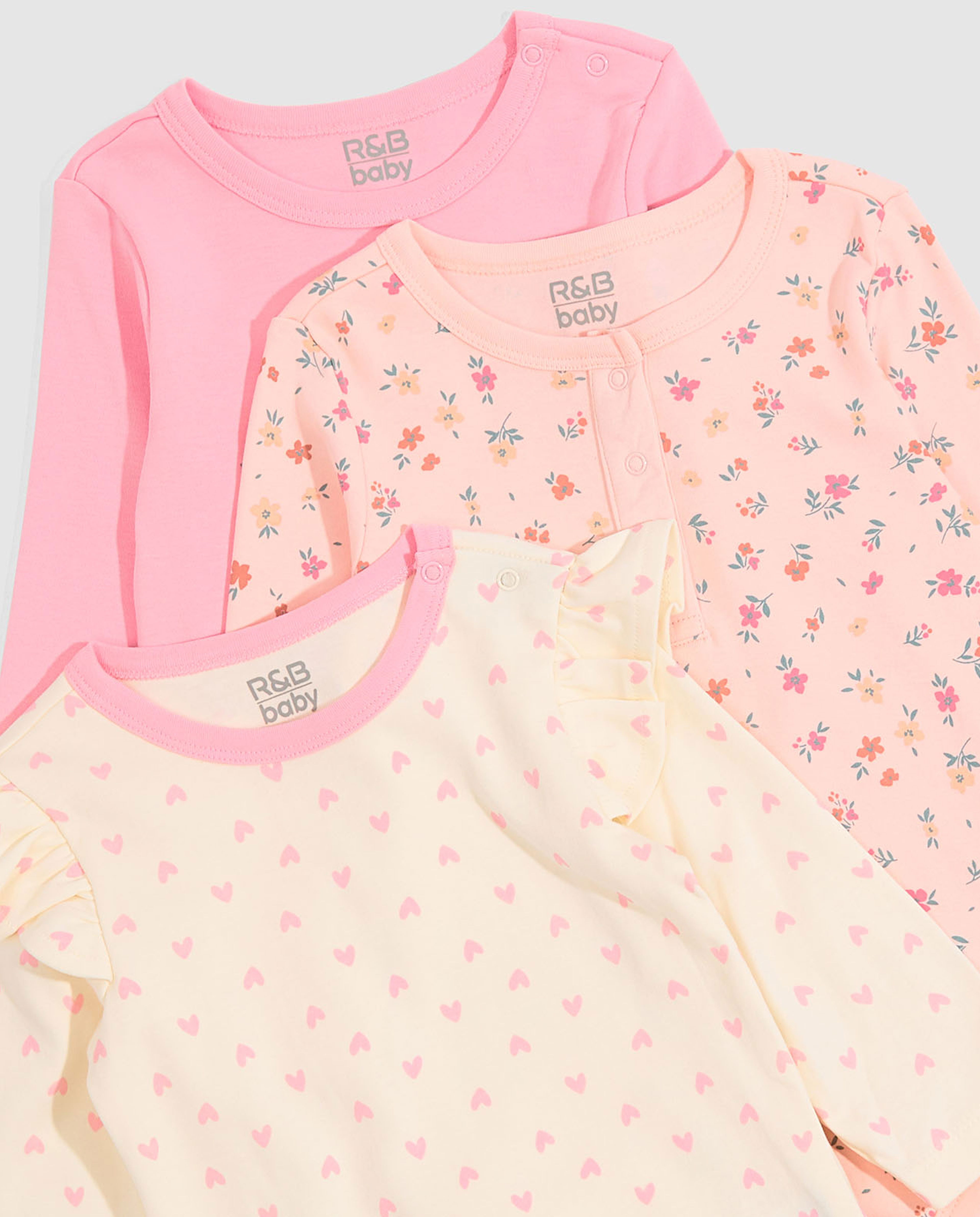 Pack of 3 Multicolored Bodysuits with Long Sleeves