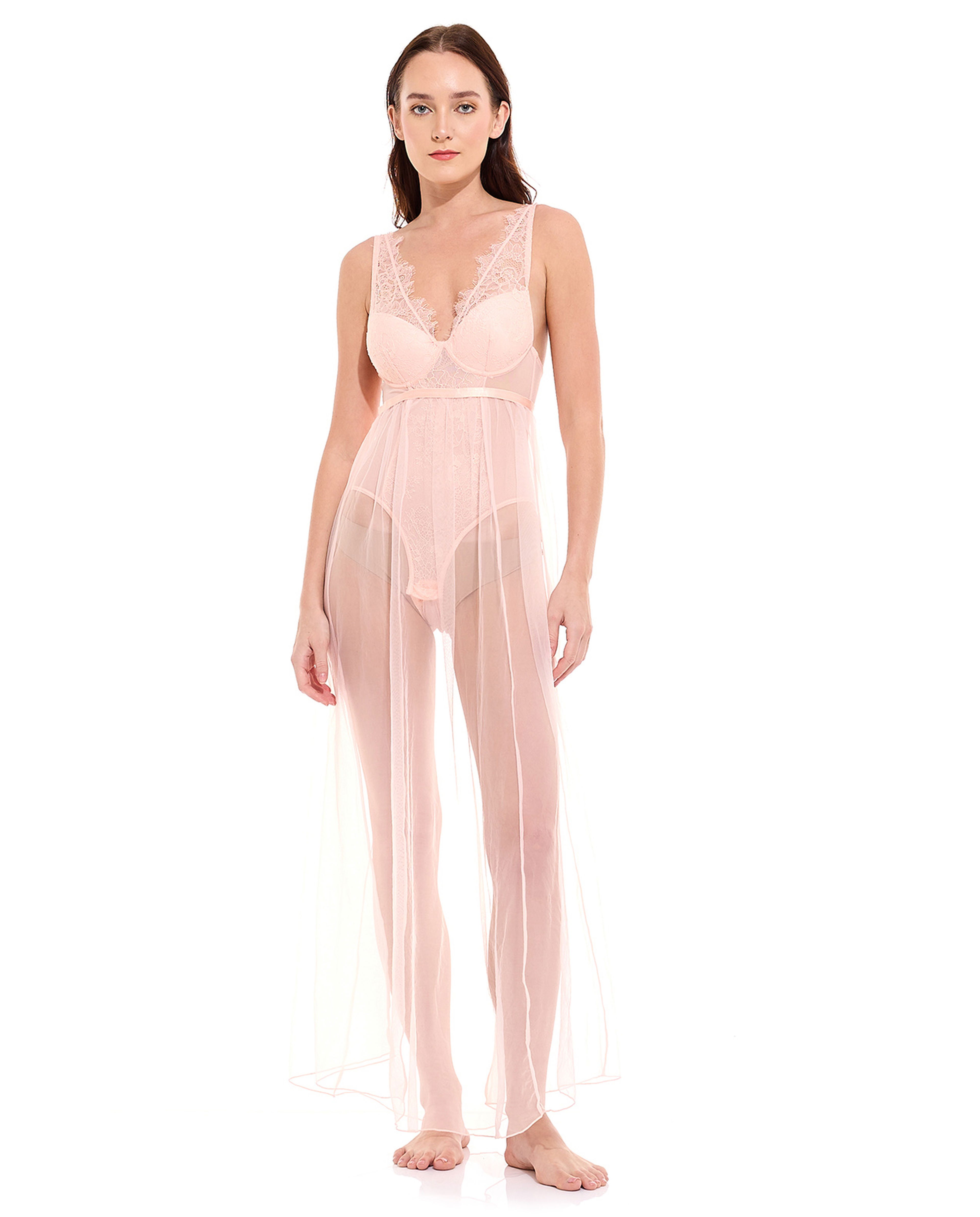Lace Detail Bridal Night Gown