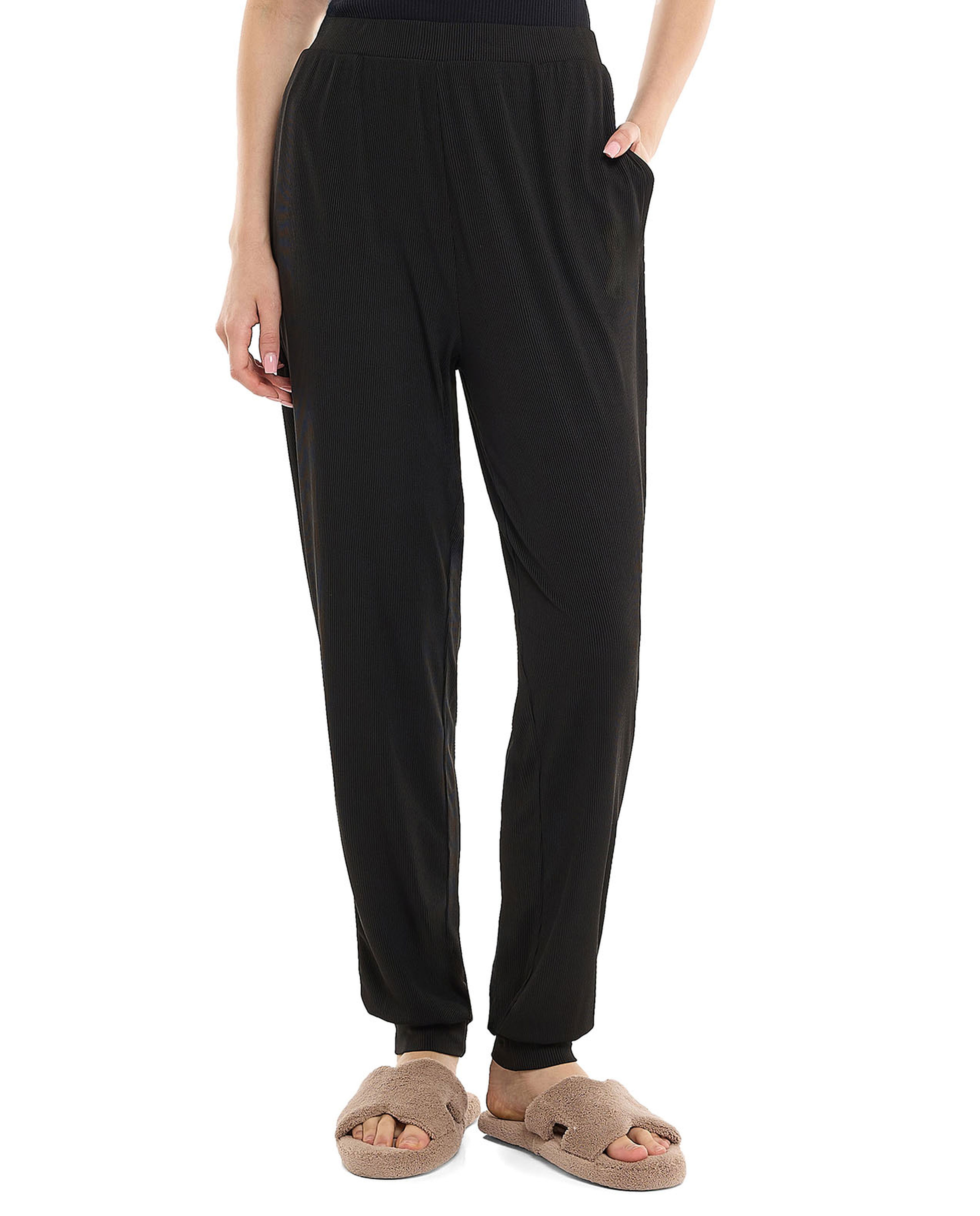 Ribbed Lounge Pants with Elastic Waist