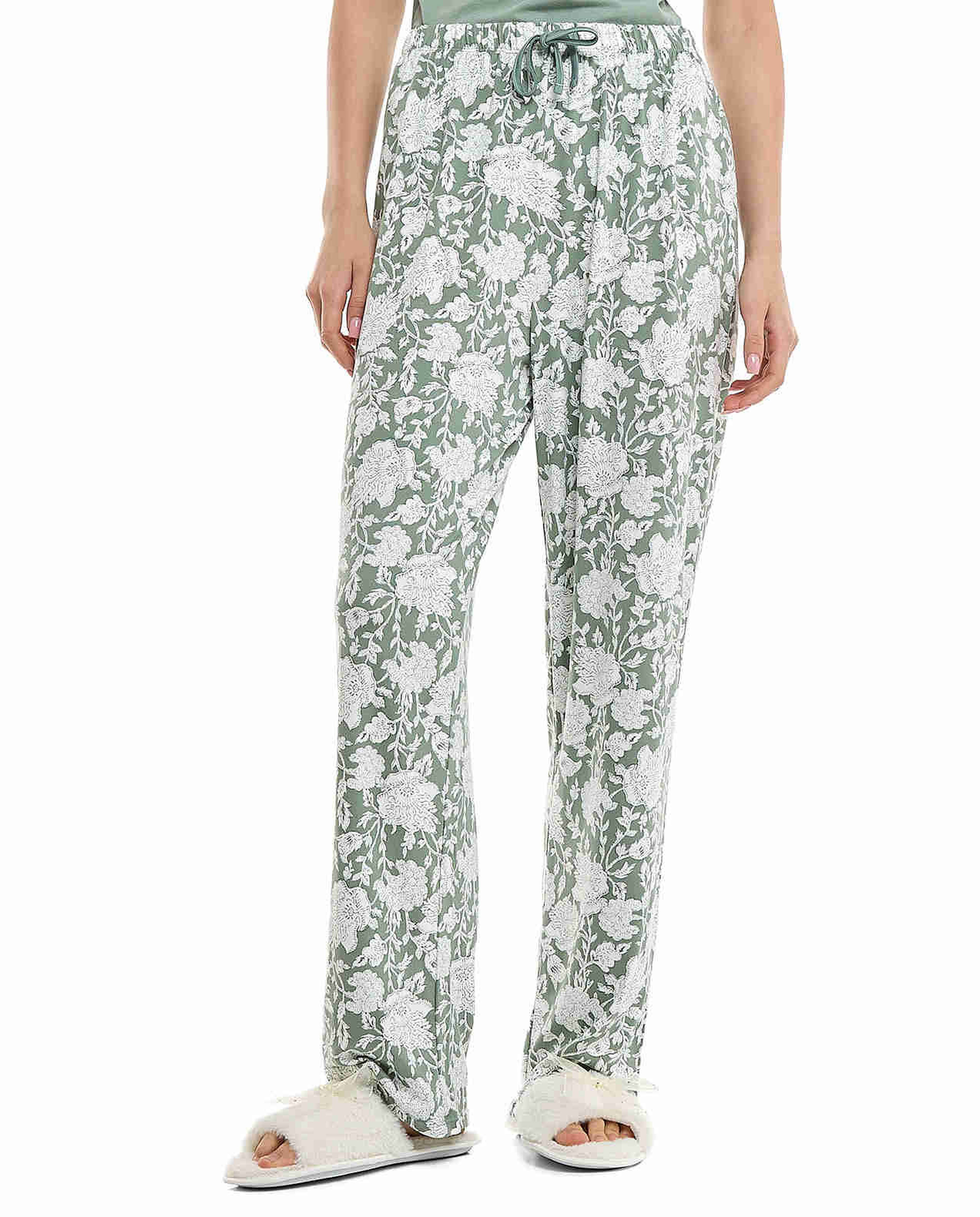 Patterned Lounge Pants with Drawstring Waist