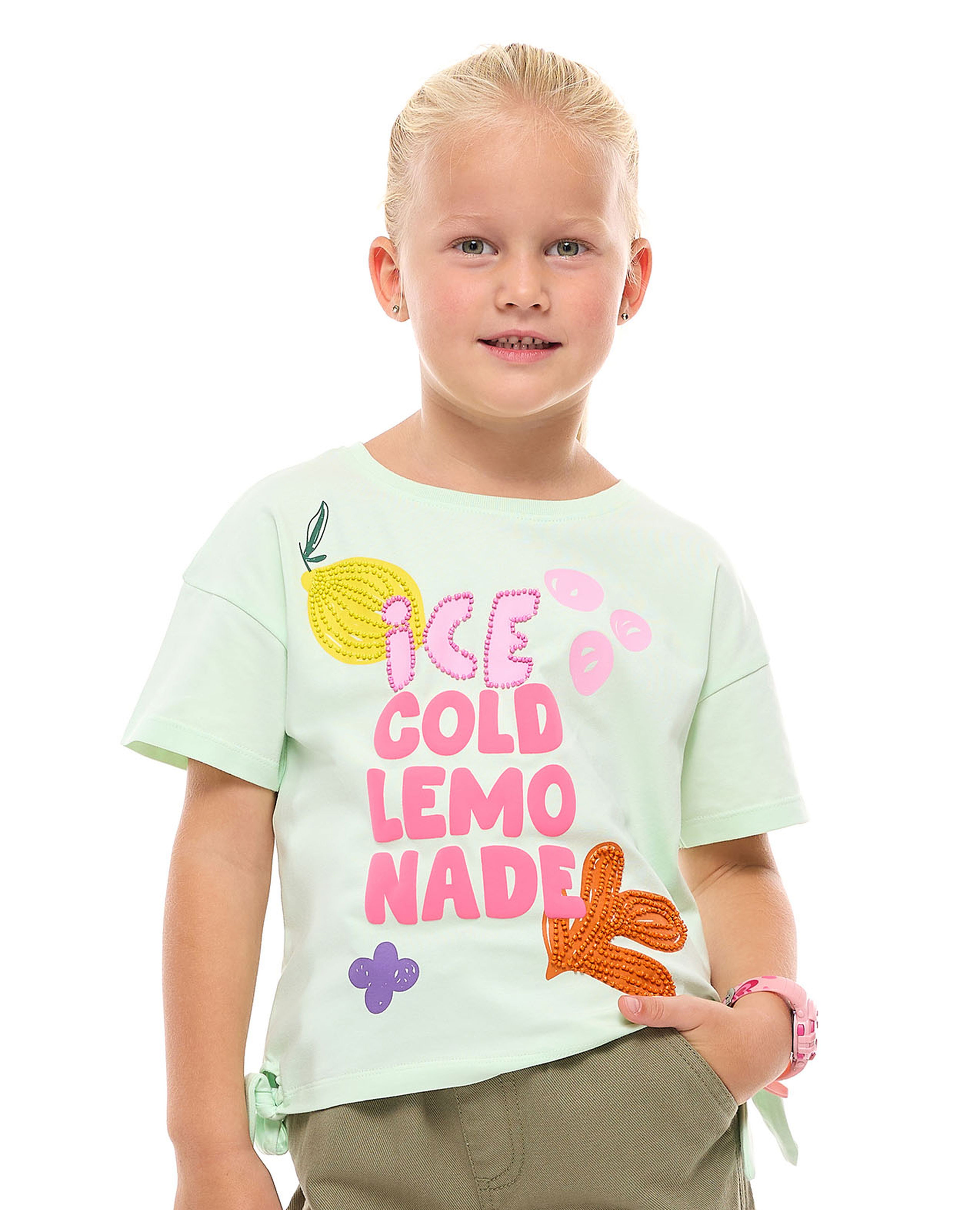 Embellished T-Shirt with Crew Neck and Short Sleeves