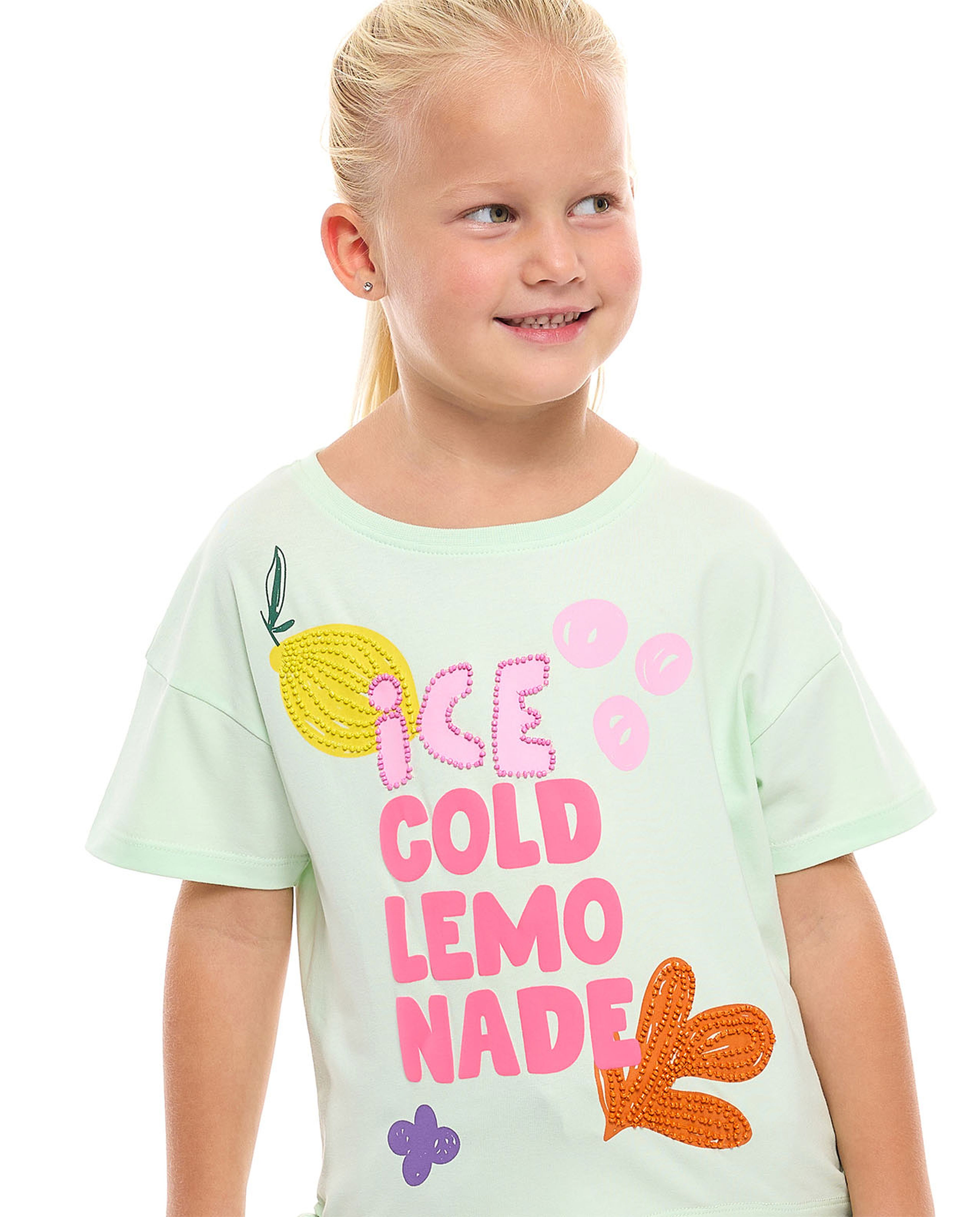Embellished T-Shirt with Crew Neck and Short Sleeves
