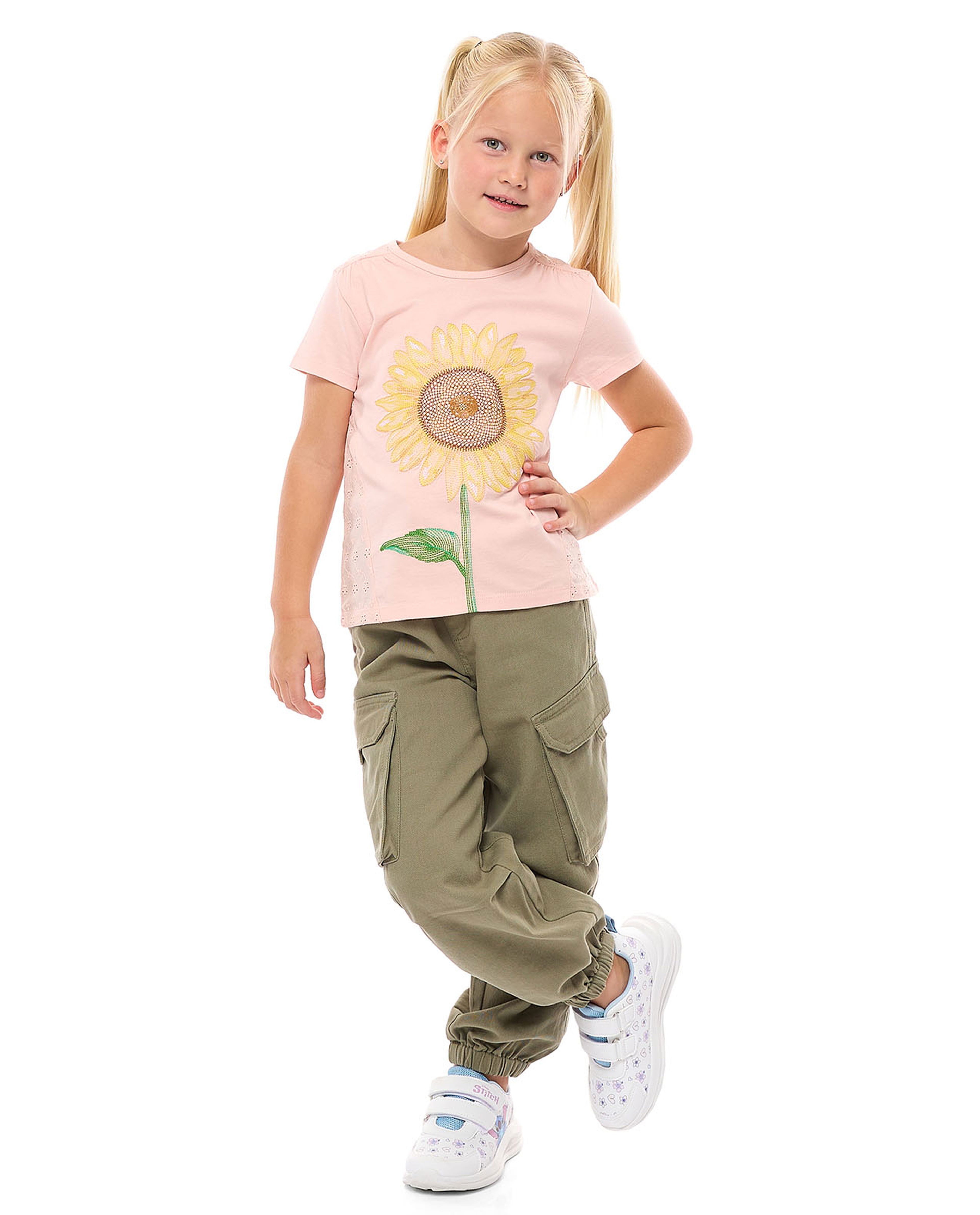Embroidered T-Shirt with Crew Neck and Short Sleeves