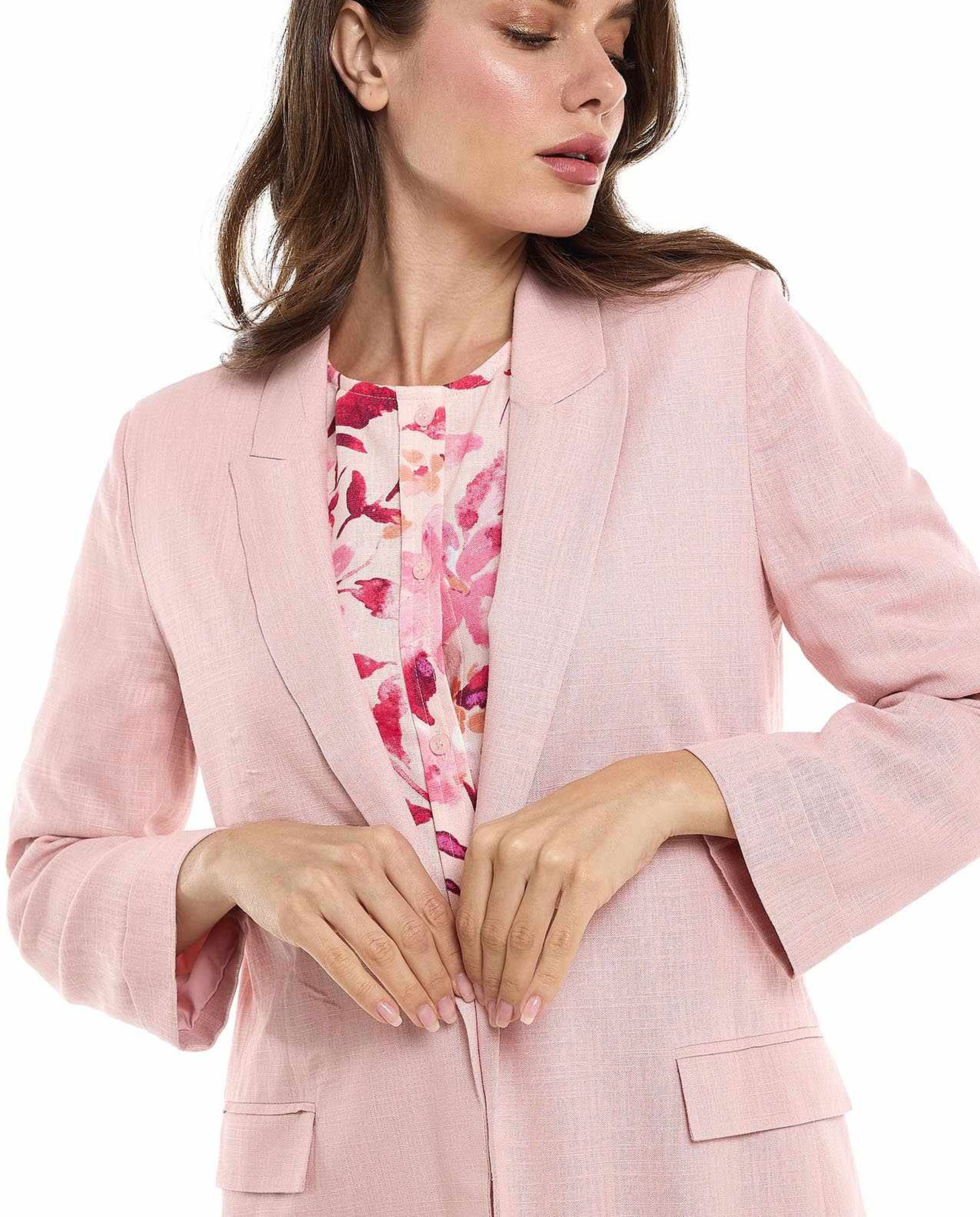 Solid Jacket with Lapel Collar and Long Sleeves