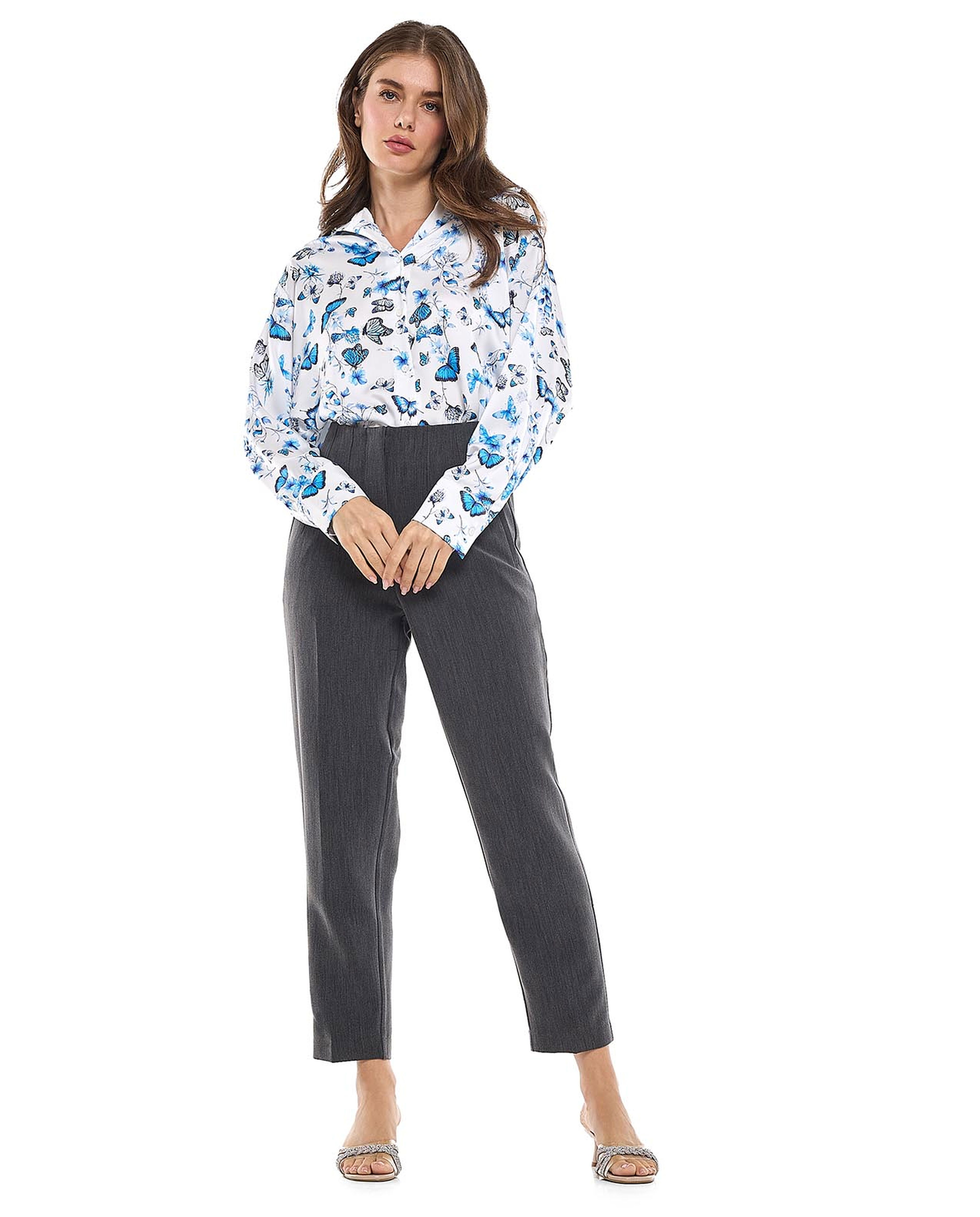 Patterned Shirt with Classic Collar and Long Sleeves