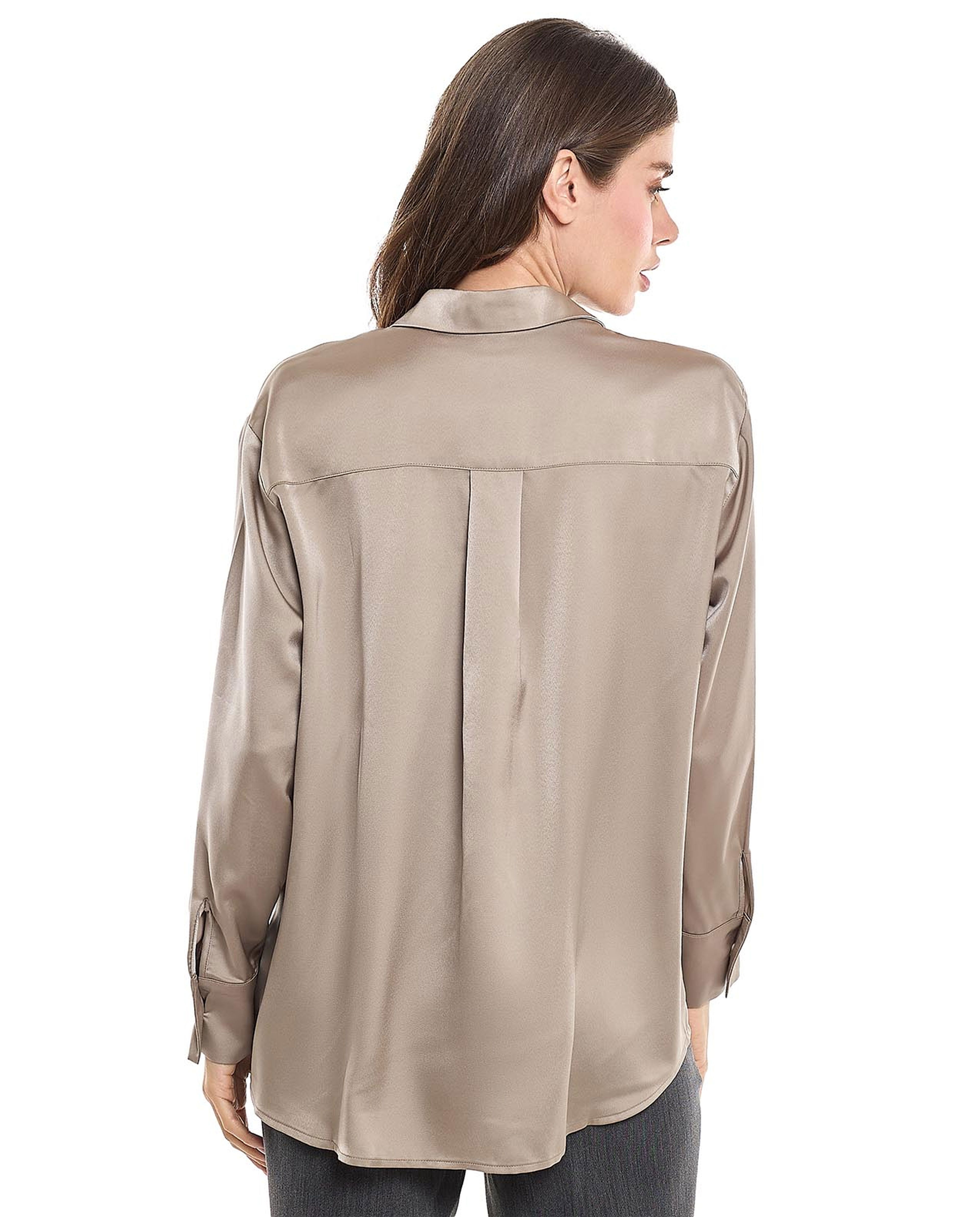 Solid Shirt with Classic Collar and Long Sleeves