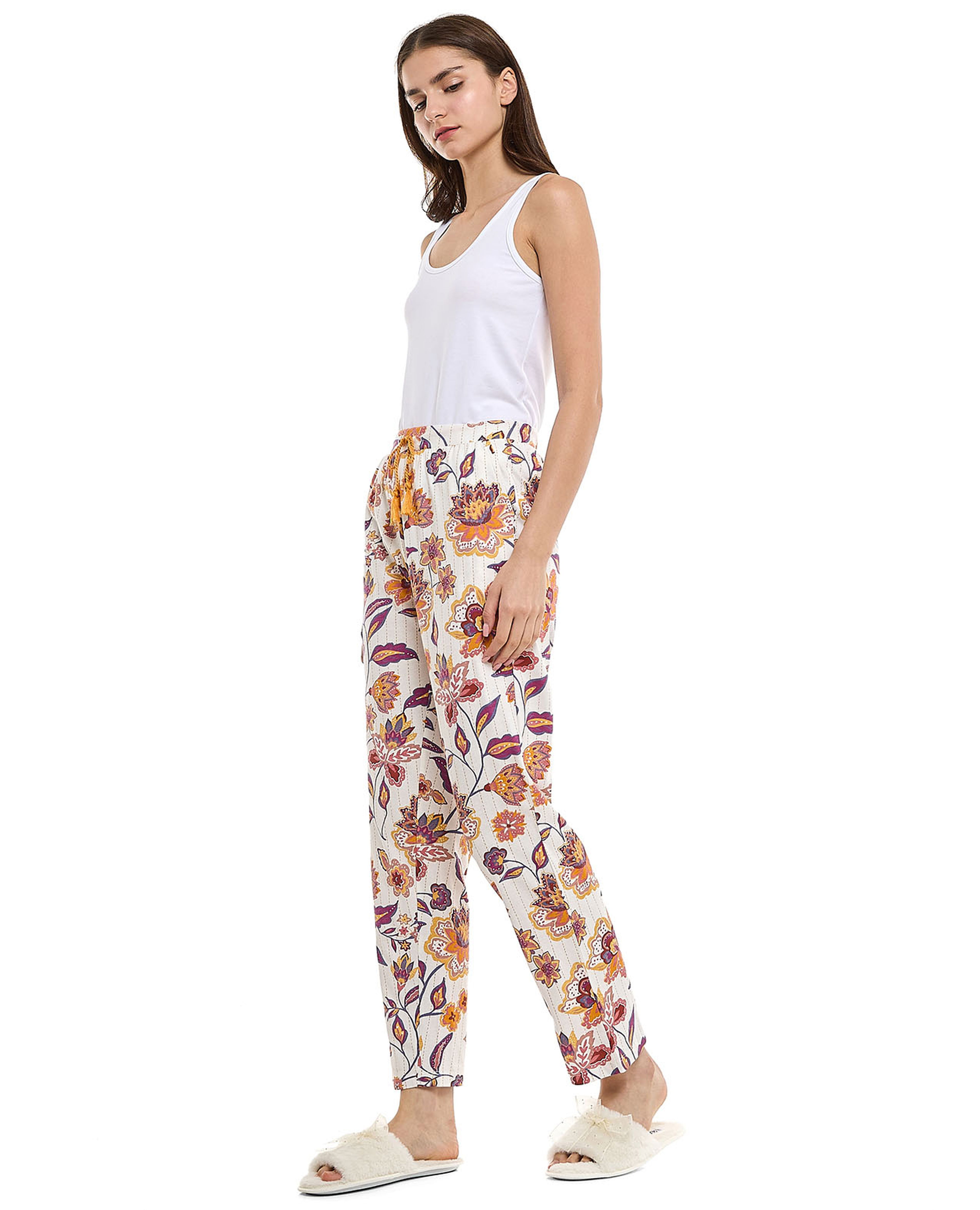 Patterned Lounge Pants with Drawstring Waist