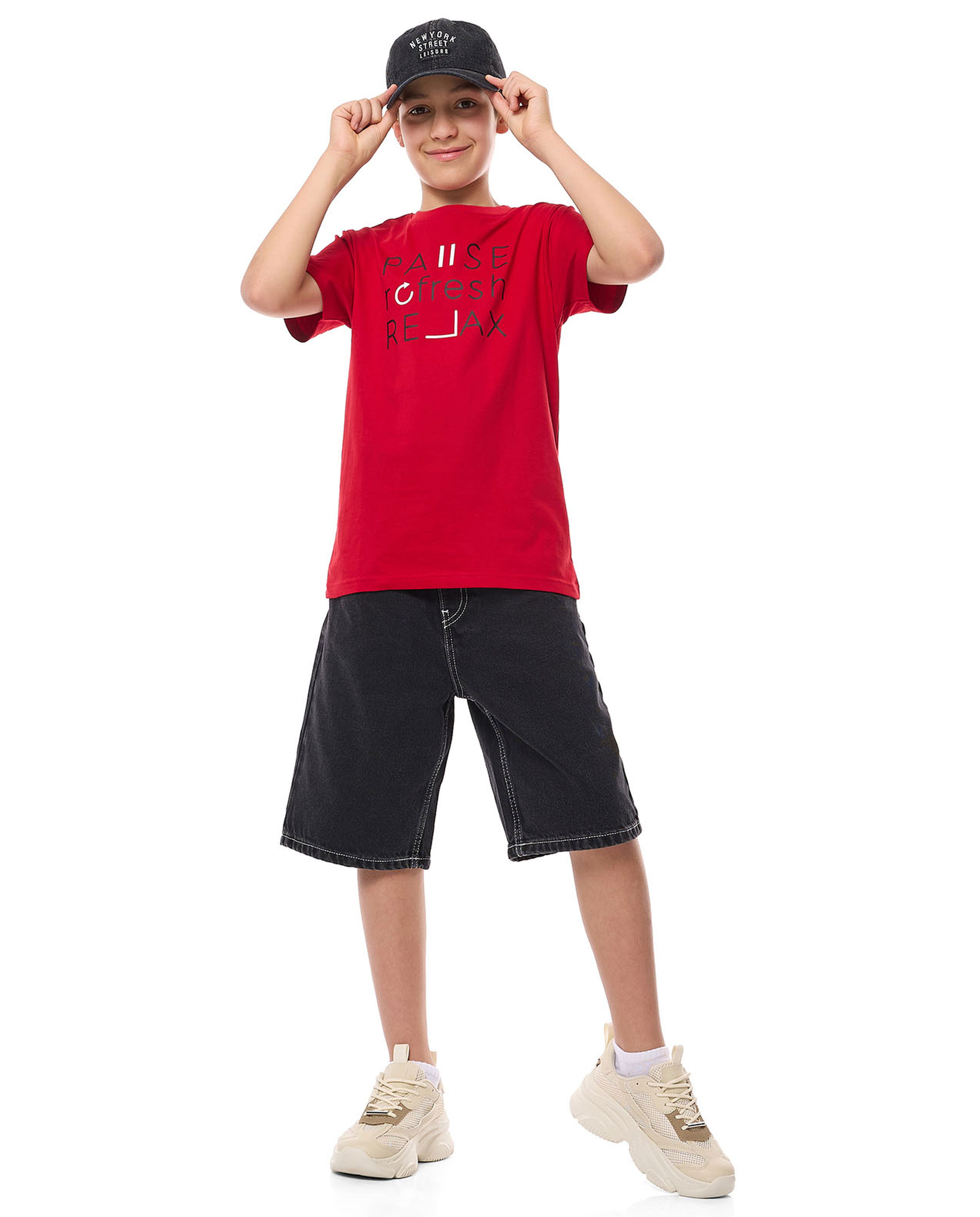 Printed T-Shirt with Crew Neck and Short Sleeves