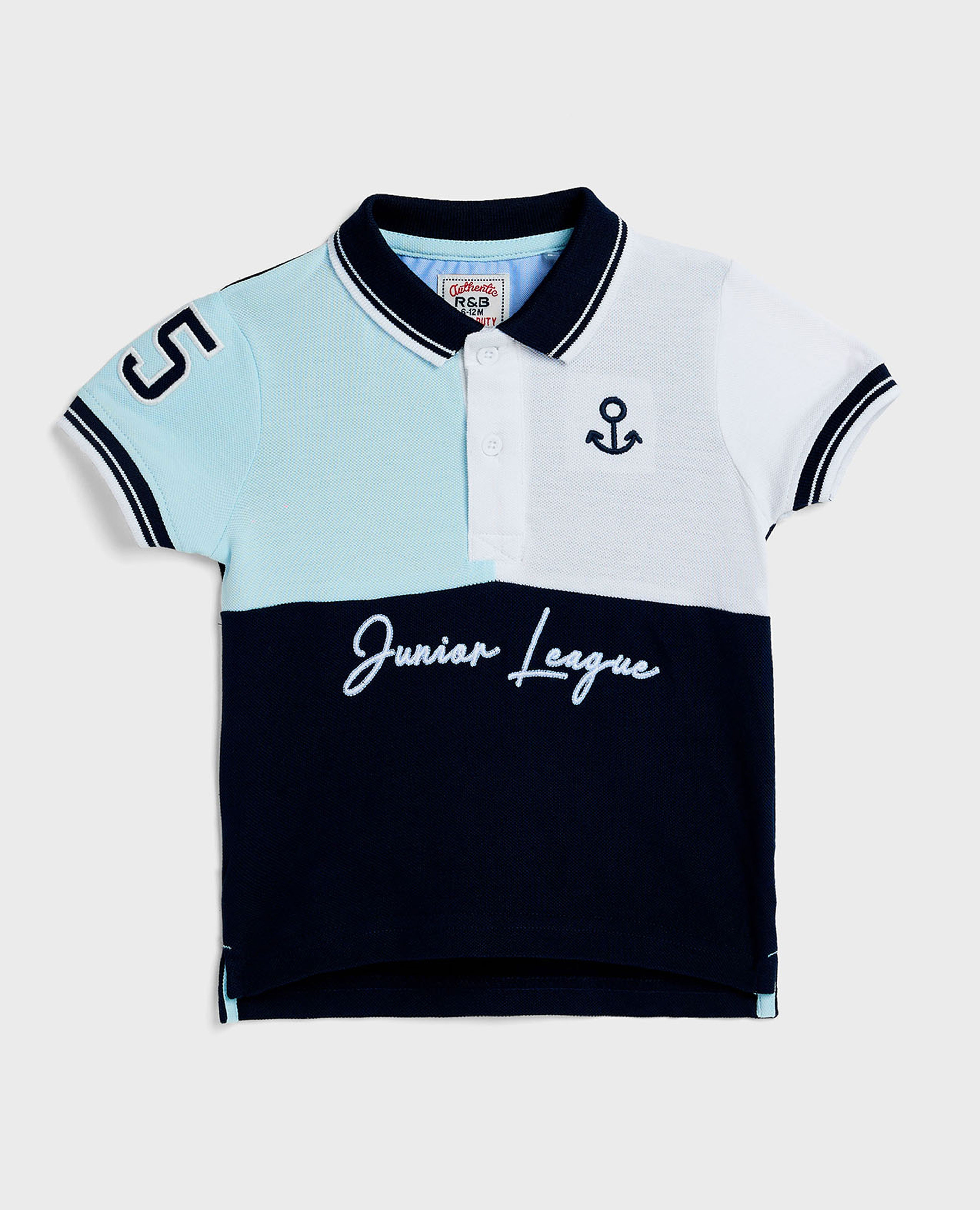 Color Block Polo T-Shirt with Short Sleeves