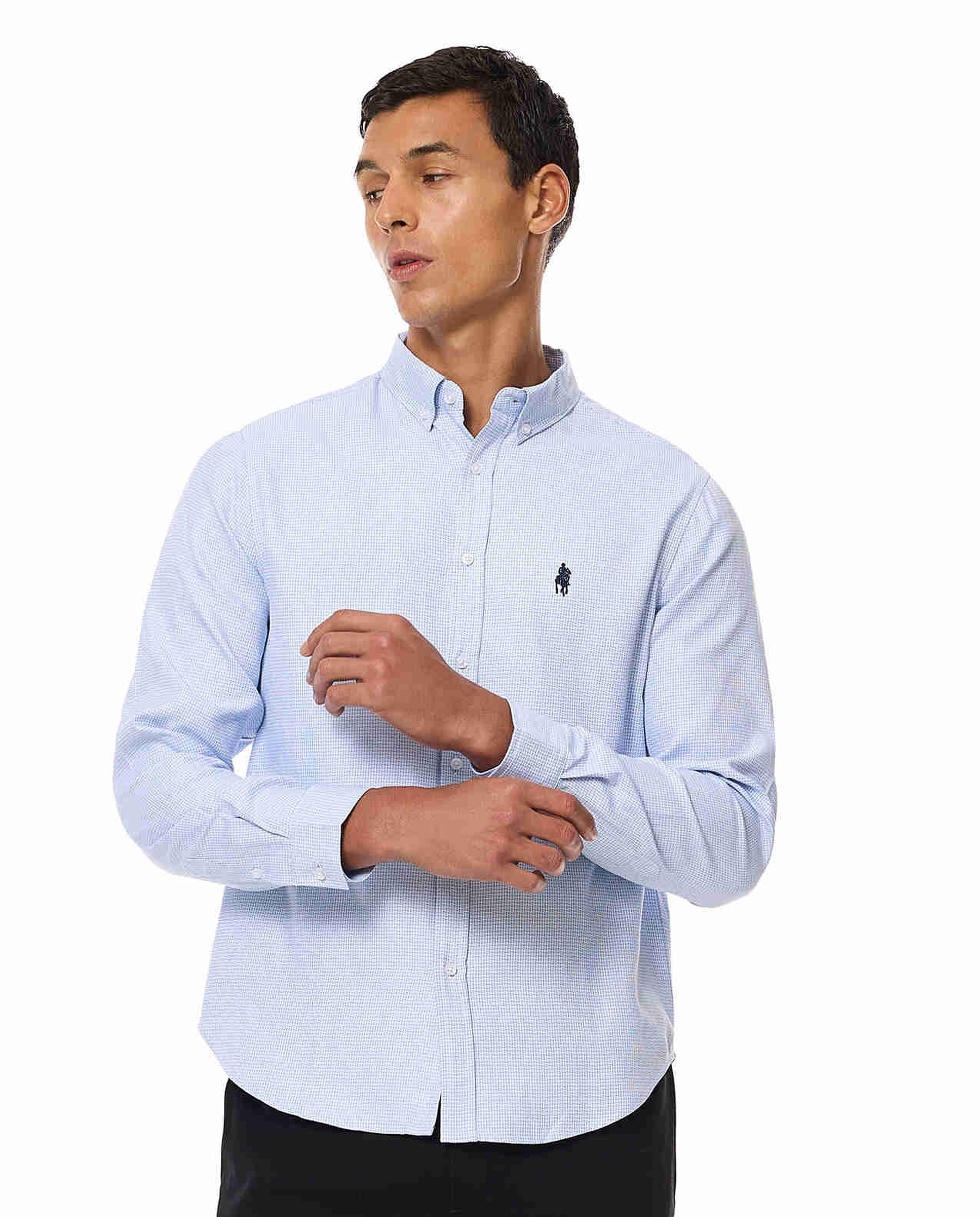 Patterned Shirt with Button-Down Collar and Long Sleeves