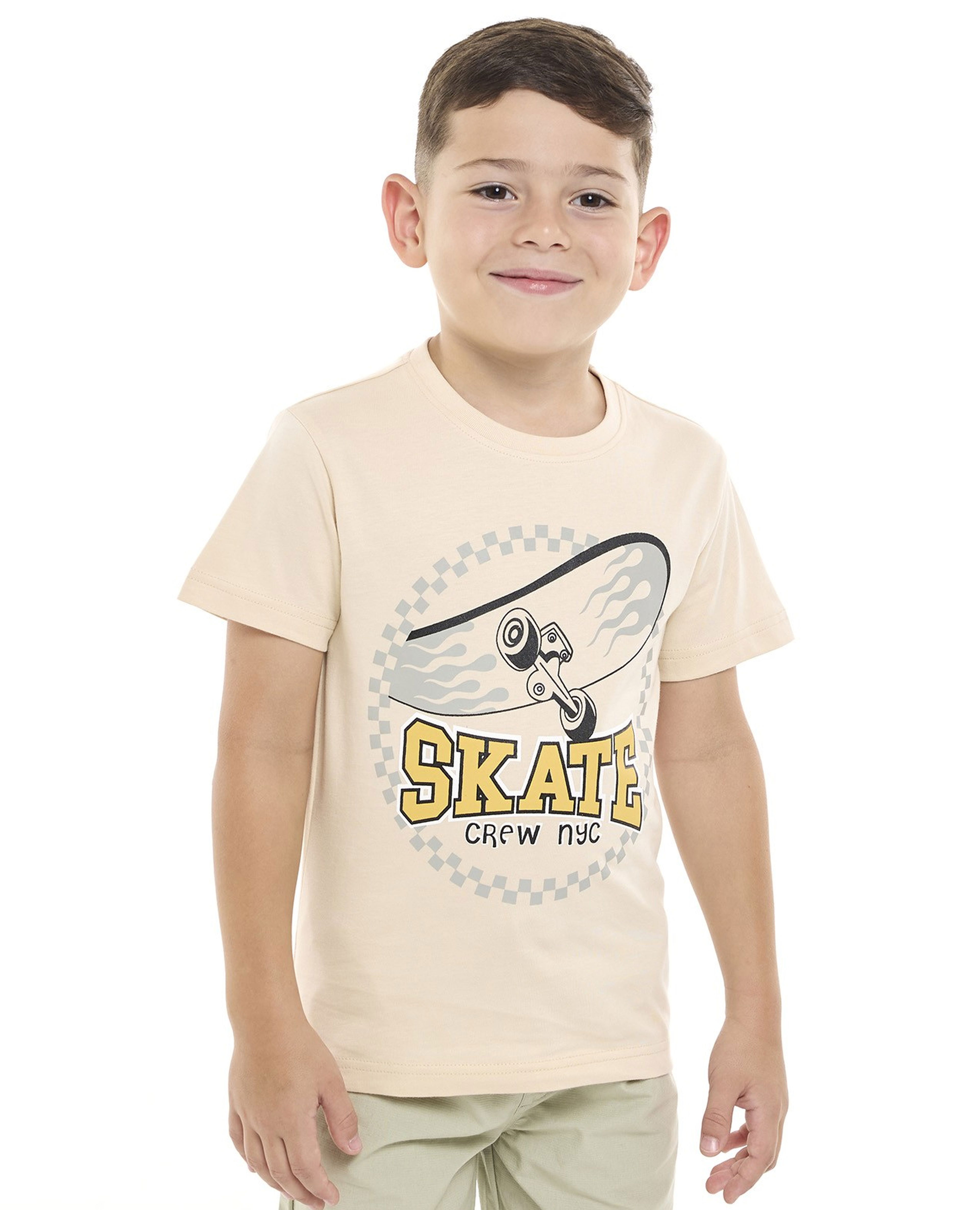 Printed T-Shirt with Crew Neck and Short Sleeves
