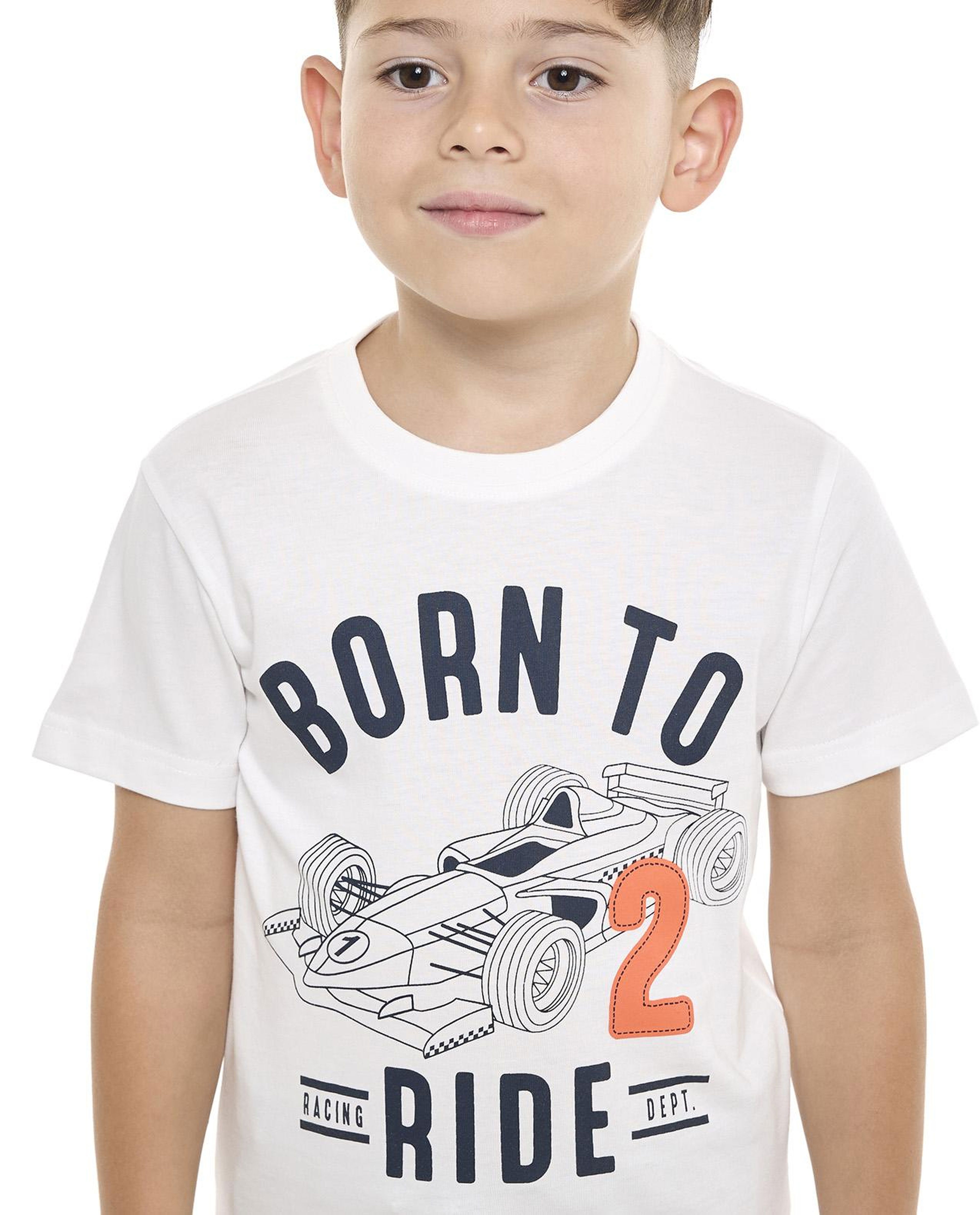Printed T-Shirt with Crew Neck and Short Sleeves