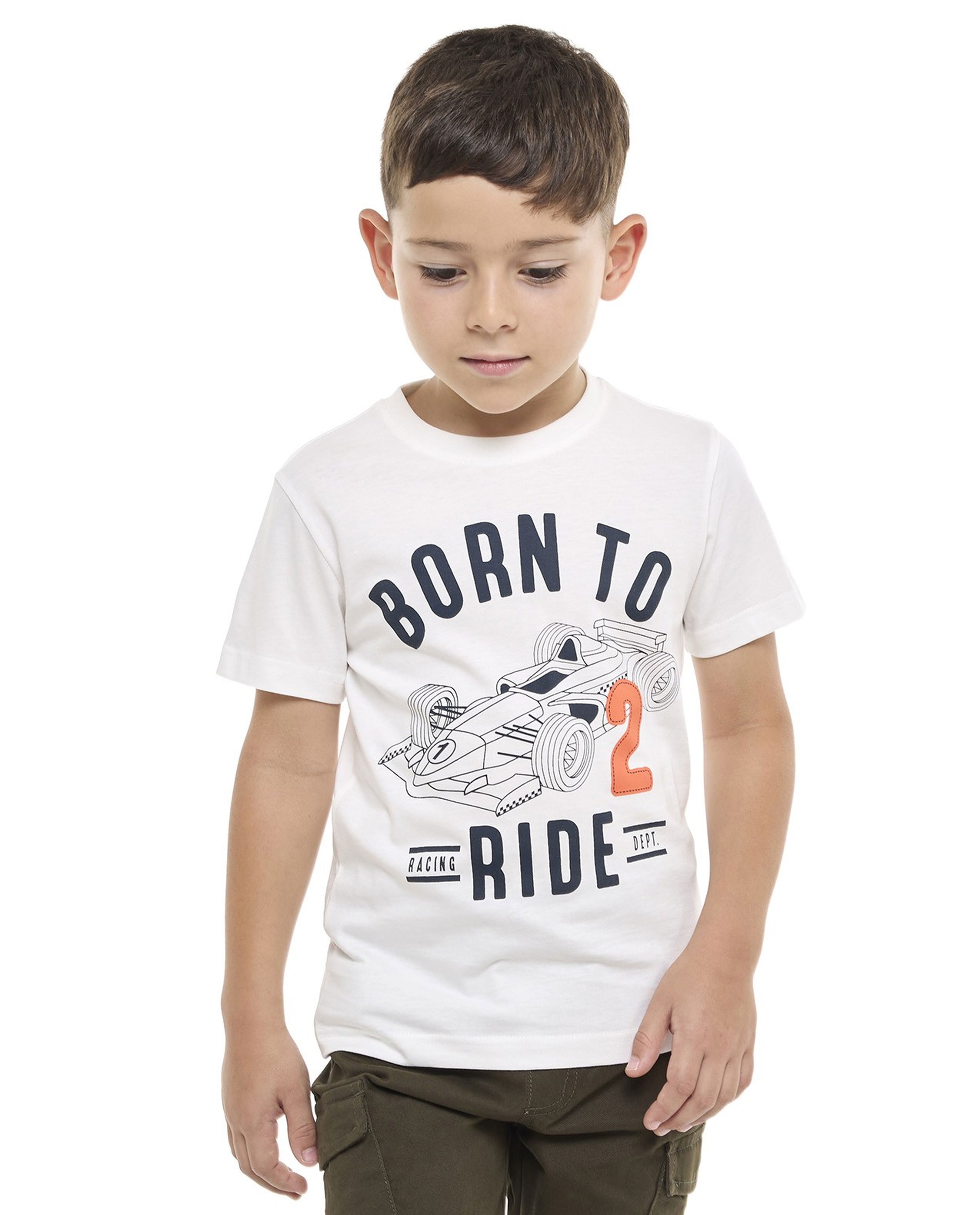 Printed T-Shirt with Crew Neck and Short Sleeves