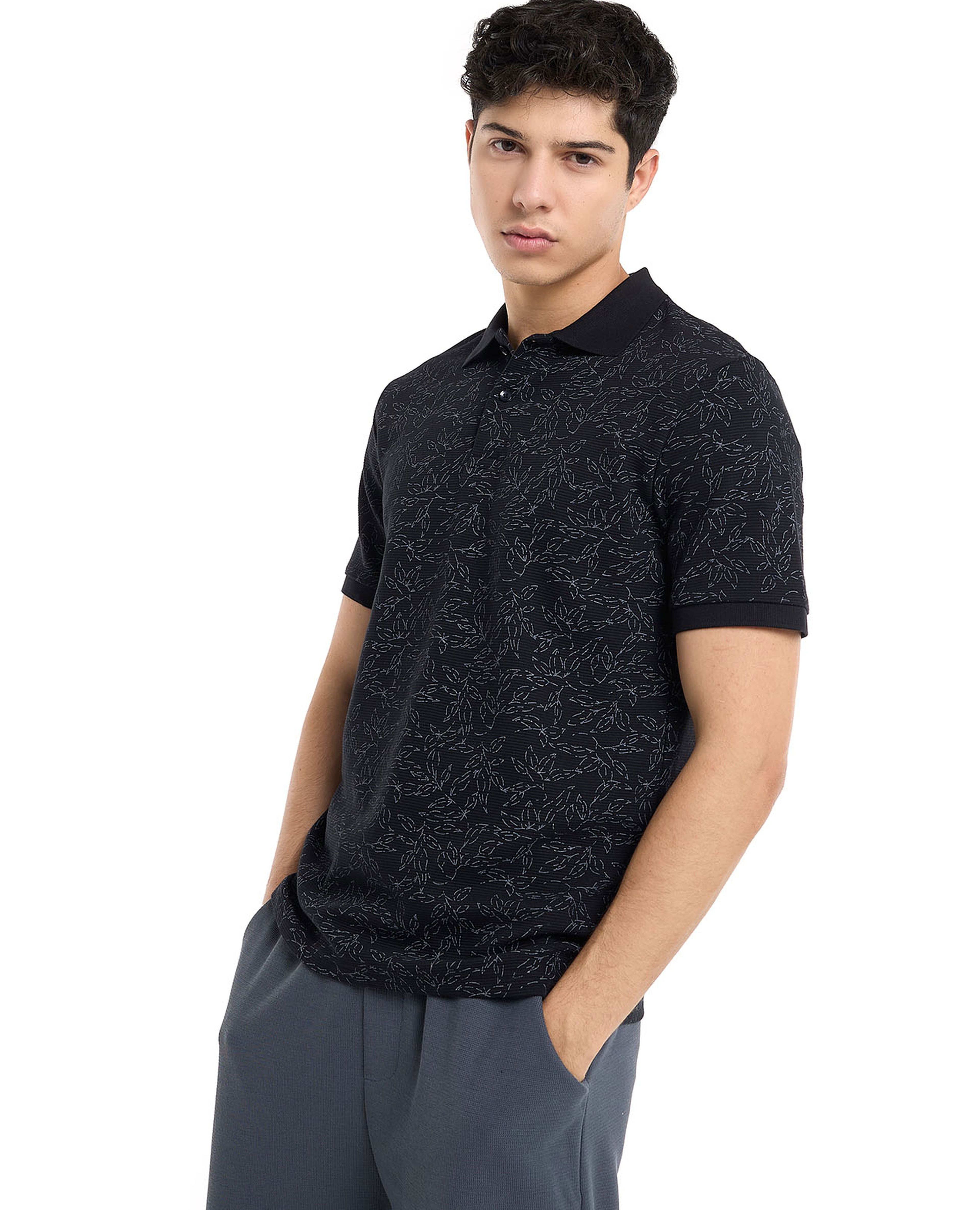 Printed Polo T-Shirt with Short Sleeves