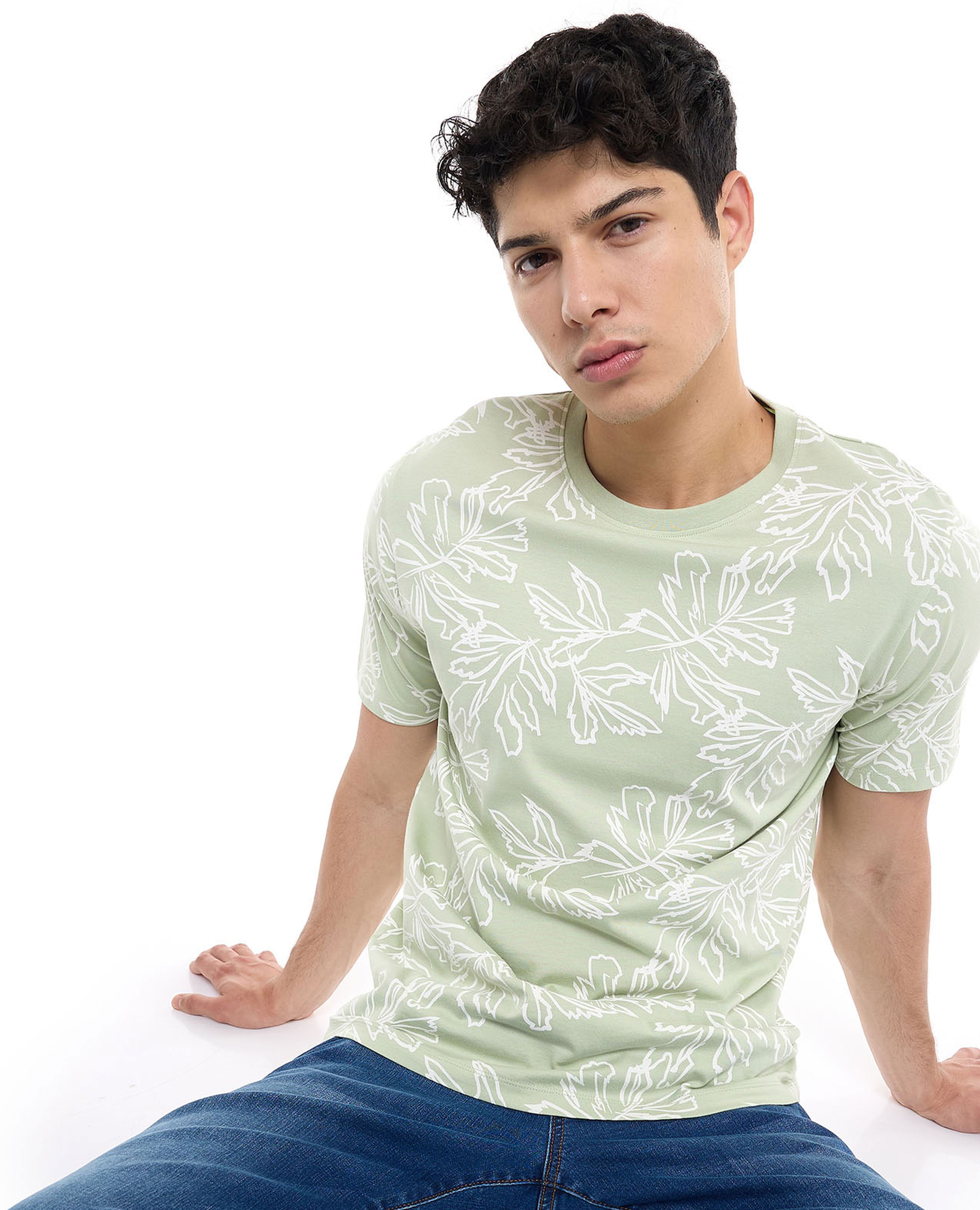Printed T-Shirt with Crew Neck and Short Sleeves