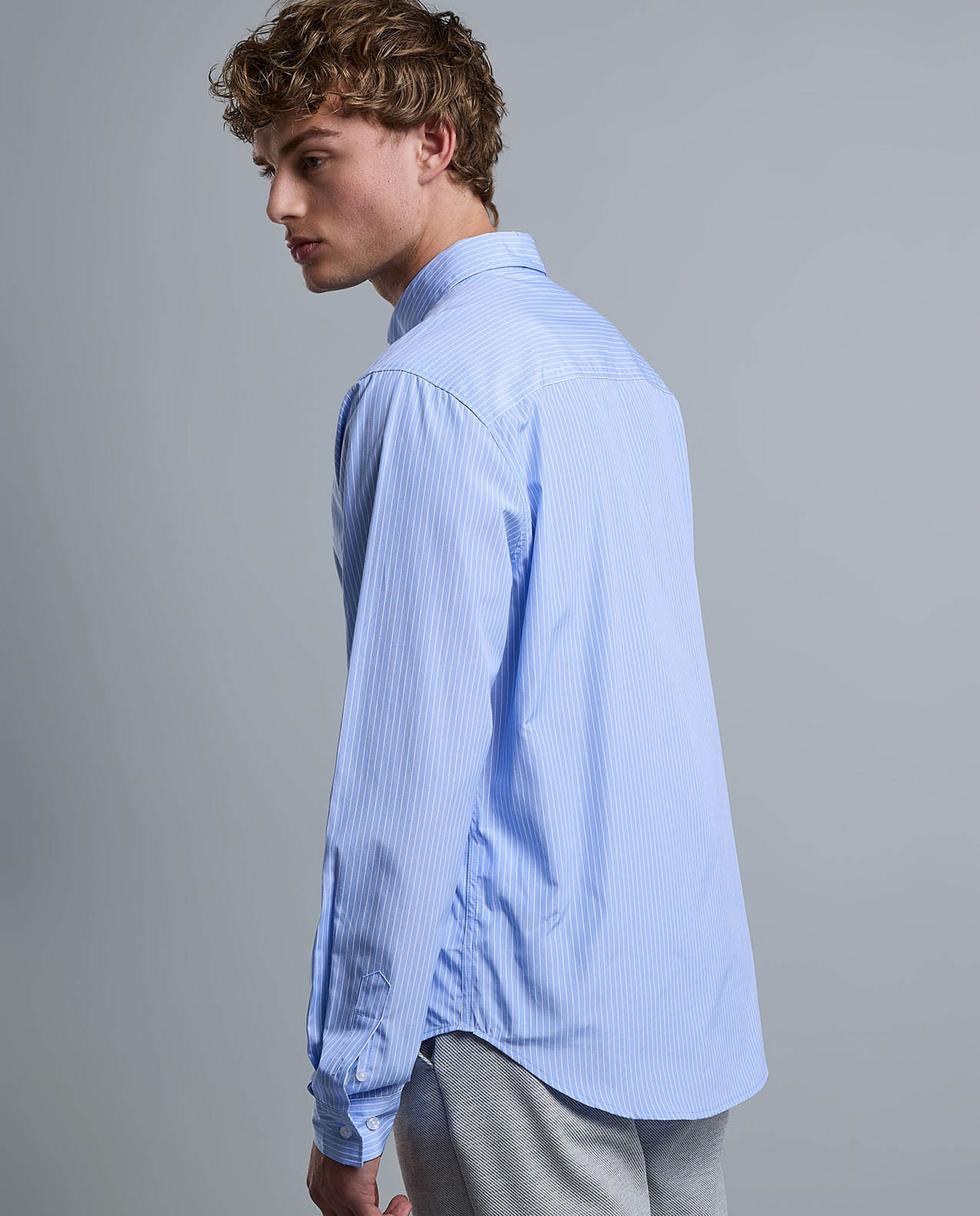 Striped Shirt with Button-Down Collar and Long Sleeves
